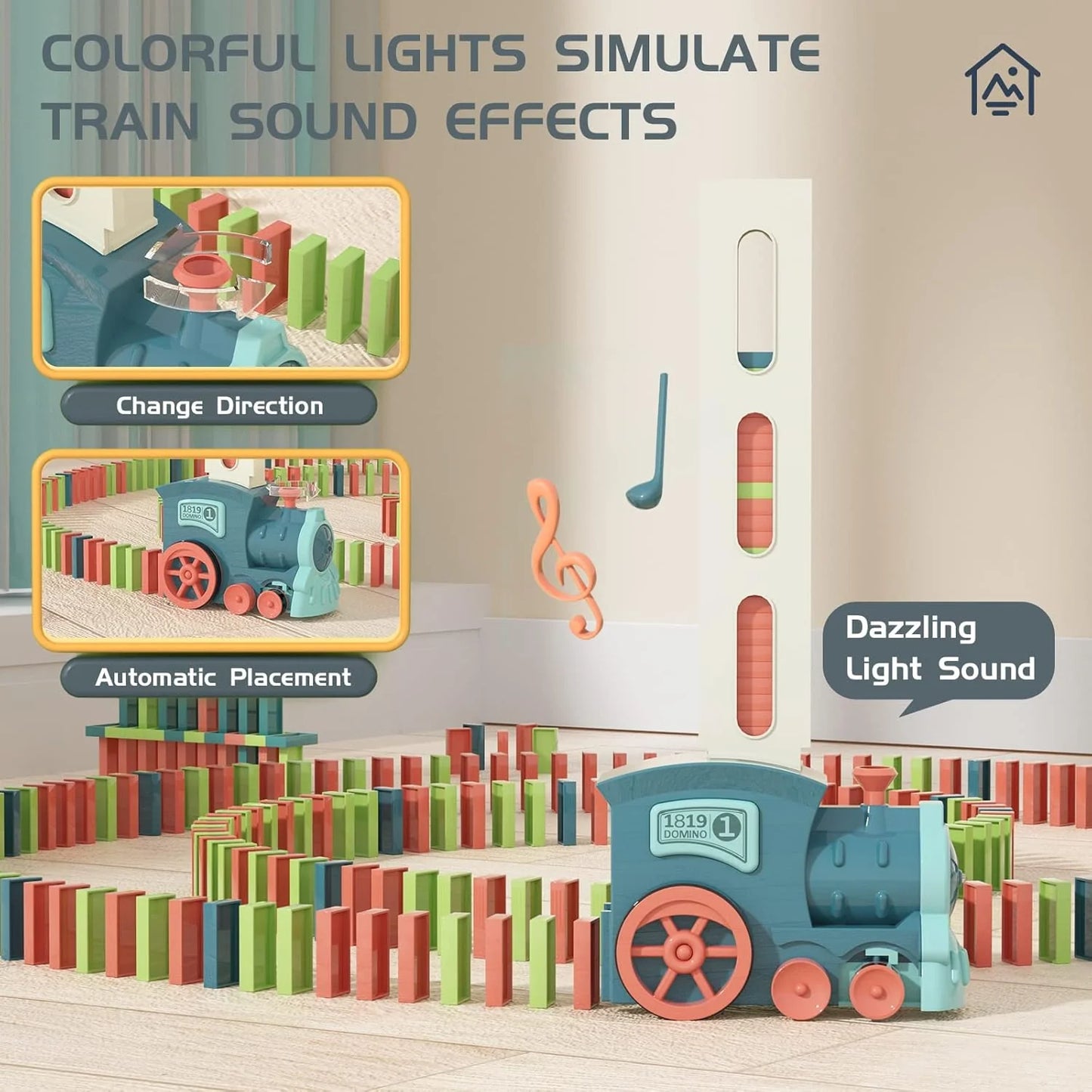 Domino Train with Building and Stacking Blocks Set