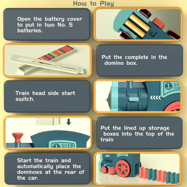 Domino Train with Building and Stacking Blocks Set