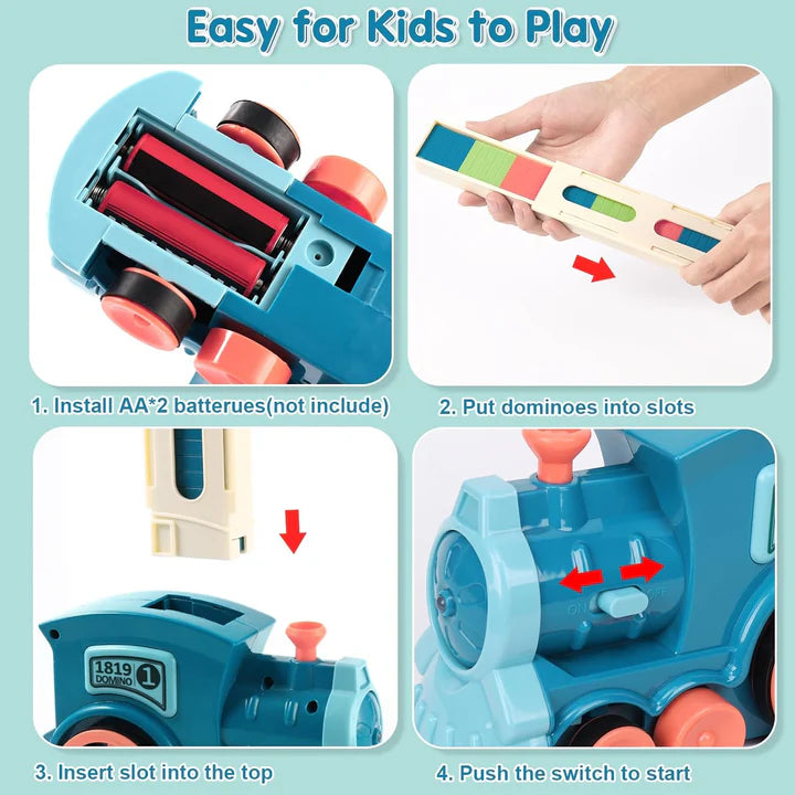 Domino Train with Building and Stacking Blocks Set