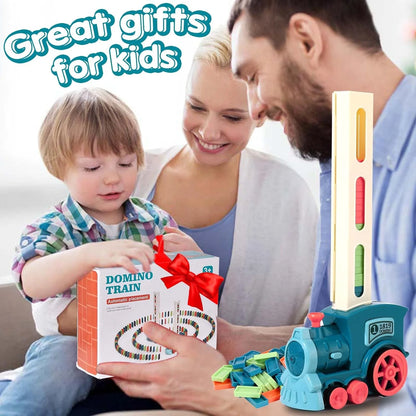 Domino Train with Building and Stacking Blocks Set